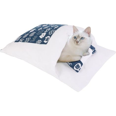 Sac de Couchage pour Chats Nid de Chat Lavable Lit Oreiller pour Animaux de Compagnie Lit de Chat Chenil Grotte pour Chat Coussin Caverne Amovible Tapis Panier Chaud (1/5)
