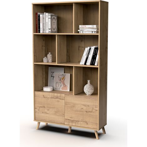 Bibliothèque coloris chêne doré - Hauteur 179 x Longueur 100 x Profondeur 30 cm - PEGANE - (1/2)