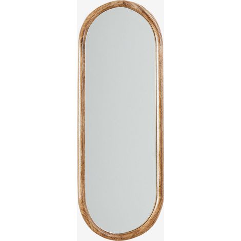 Sklum – Miroir mural ovale en bois de manguier 30 x 80 cm – Verre feuilleté 3,5 mm – Design simple et élégant pour salons et chambres (1/5)