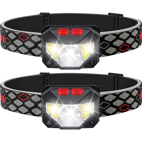 LED Headlamp, Super Bright 1000 Lumen Rechargeable LED Headlamp with Red and White Light, 2 Waterproof Motion Sensor Headlights, Modes for Camping, Cycling, Running, Fishing, Hiking