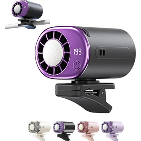 Ventilateur portable à pince et ventilateur de cou – ventilateur personnel rechargeable USB – vitesse réglable – refroidissement portable pour cou et taille – rotation 360° (1/5)