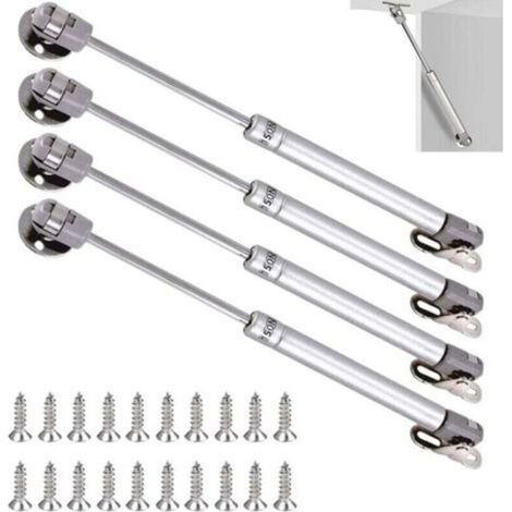 Kit de 4 amortisseurs à gaz (150 N, 270 mm) en acier laminé à chaud et plastique ABS – pour portes en bois et supports TV, installation sécurisée (1/4)