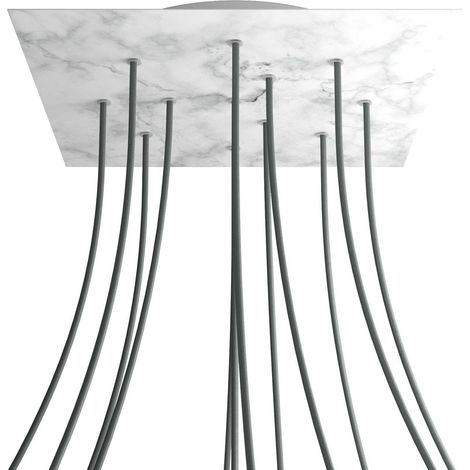 creative cables Rosone XXL Rose-One Quadrato, 400 mm con 12 Fori e 4 Fori Laterali - Marmo Carrara, Bianco (1/5)