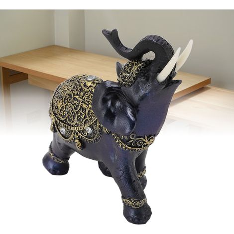 Figurine d'Éléphant Résine Feng Shui Bleu Symbole de Fortune Ornement Décoratif pour Maison Cadeau Nouvelle Maison (1/5)