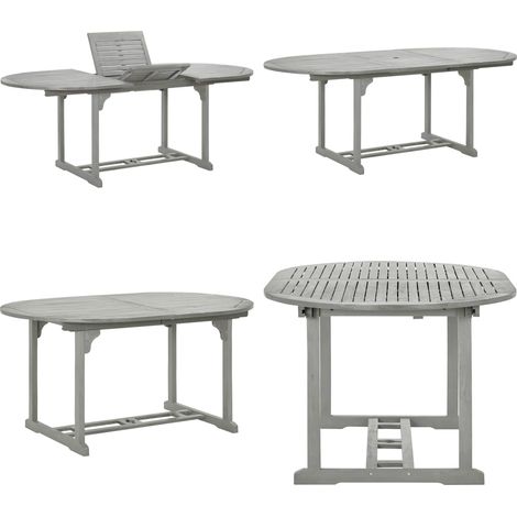 Table de jardin Gris 200x100x75 cm Bois d'acacia massif - Table De Jardin - Table Extérieure - Acacia Massif - Table Extensible - Mobilier De Jardin - Home & Living