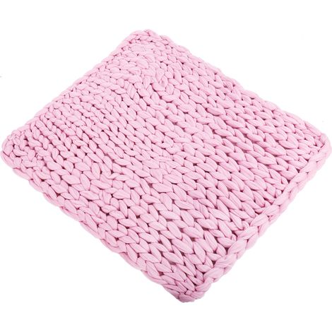Couverture de canapé en grosse peluche tricotée, chaude, douce et très grande (rose 100 80 cm / 39,4 31,5 po) (1/5)