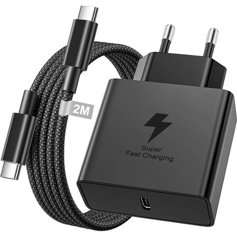 Caricabatterie USB-C da 45 W, caricabatterie rapido Samsung e cavo da 2 m per Samsung Galaxy S26, S26 S24, A73, A56, A55, A54, A26, adattatore da parete USB-C Type-C (1/5)