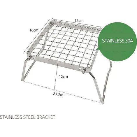 Support de barbecue pliable portable en acier inoxydable pour feu de camp, barbecue d'extérieur, réchaud à gaz et à bois avec sac de transport, réchauds de cuisine portables (1/4)