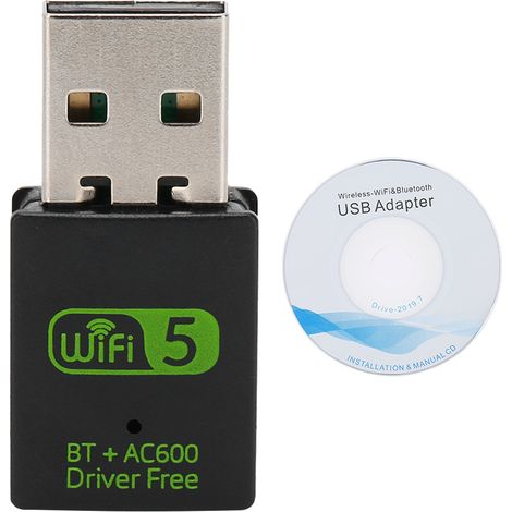 Adaptateur WiFi Bluetooth 4.2 RTL8821CU 600Mbps, Double Antenne, Pilotes Inclus, Carte Réseau USB sans Fil 2 en 1 (1/5)