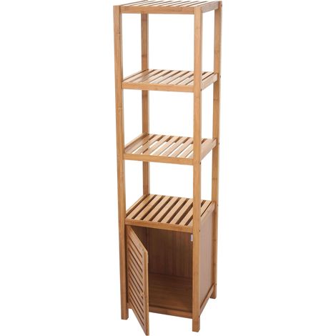 Arredo bagno bambu a listelle serie HHG-554 mobile con sportello 140x36x34cm (1/5)