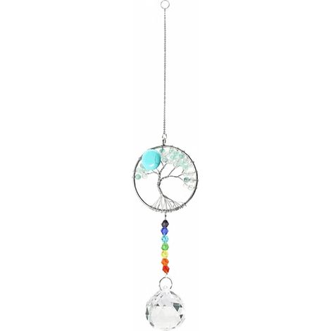 Regenbogen-Sonnenfänger aus Kristall, Chakra-Lebensbaum-Anhänger, Glasanhänger (1/4)