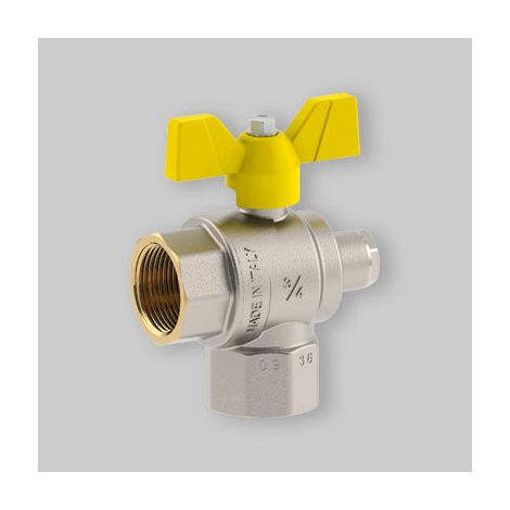 VALVOLA A SFERA SQUADRA CON PRESA PRESSIONE - 1" F x 1" F