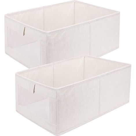 2-teiliges Aufbewahrungsbox-Set mit transparenten Fenstern, faltbar und stapelbar für Kleidung und Spielzeug, 40x27x17 cm. (1/5)