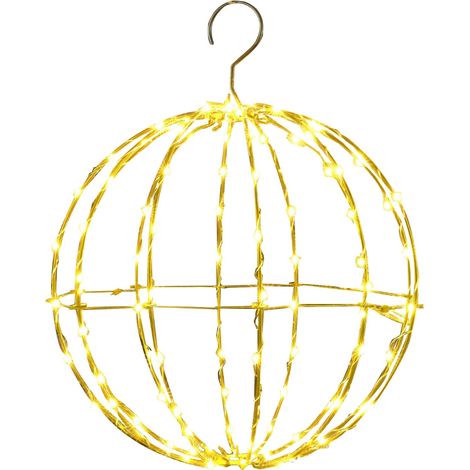 Weihnachtskugeln aus LED-Licht, faltbare Kugeln mit Metallrahmen zum Aufhängen am Baum, für den Innen- und Außenbereich (Warmweiß) (1/5)