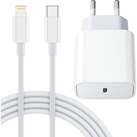 25W Fast Charger for iPhone and 2M Cable, 【MFi Certified】 Fast Charger for iPhone 14/14 Plus/14 Pro/14 Pro Max/13/12/11/SE/Mini/X/XS/XR SE 8 7 6, USB C Plug and 2M Mains Cable C-to Lightning (1/5)