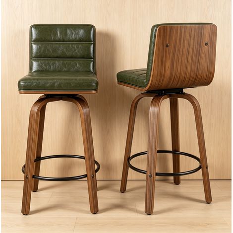 MEUBLIV Tabouret de bar 40x48x90 cm vert – pivotant avec dossier et repose-pieds (1/5)