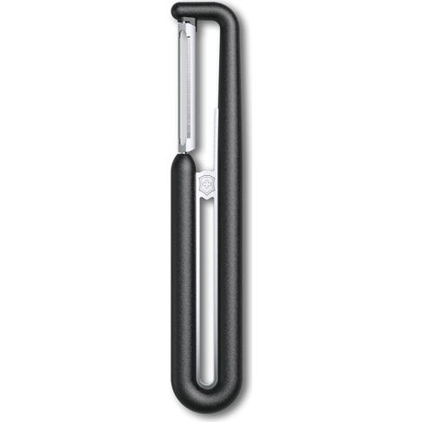 Victorinox Pelapatate Nova-I, Pelaverdure Universale, per Frutta e Verdura, Bordo Dritto, Doppio Taglio, Extra Affilato, Swiss Made, Nero