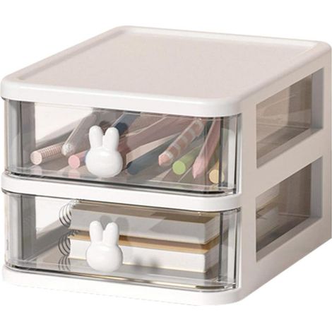 Kawaii Schreibtisch-Organizer mit Schublade, stapelbare Aufbewahrungsbox für den Schreibtisch, Schreibwaren-Organizer/Stiftehalter/Make-up-Organizer/Multifunktionaler Organizer für Büro, Schule usw. (1/3)