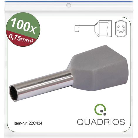Quadrios 22C434 Zwillings-Aderendhülse 0.75 mm² Teilisoliert Grau 1 Set (1/5)
