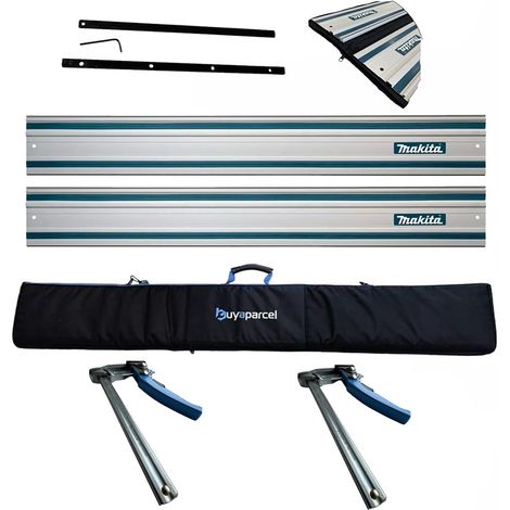 2x Makita 1.5m Guide Rails DSP600 Plunge Saw + Quick Release Clamps + Bag + Fix