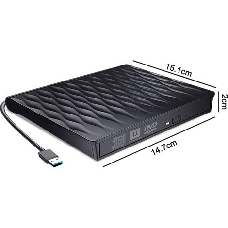Lecteur Graveur DVD CD Externe - USB 3.0 - Compatible Windows Linux Mac - Portable - 1 Pièce (1/5)