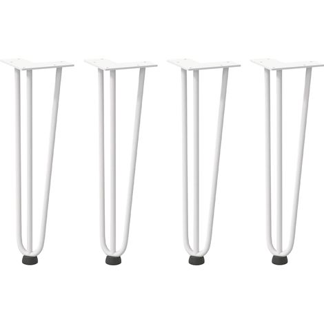Pieds en épingle à cheveux pour table basse 4 pièces Blanc 42 cm Acier massif (1/5)