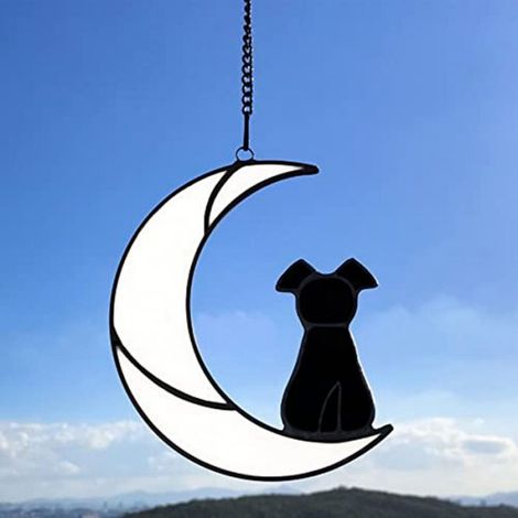en Vitrail pour les Amoureux des Chiens, DéCoration FenêTre à Suspendre, Attrape-Soleil, Cadeau Sympathie pour la Perte Chien B (1/4)