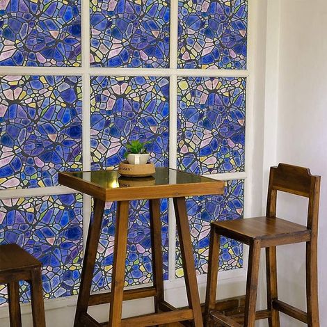 Fensterfolie in Kieselstein-Optik (45 x 100 cm), statisch haftend, selbstklebend, UV-Schutz, Sichtschutz, Wärmedämmung, Heimdekoration (1/4)