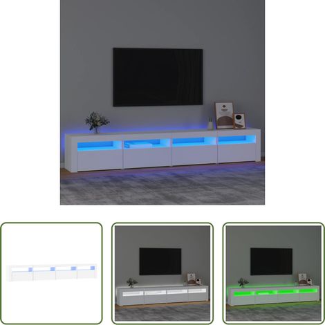 Lumière led -  Meuble TV avec lumières LED Blanc 240x35x40 cm (1/5)