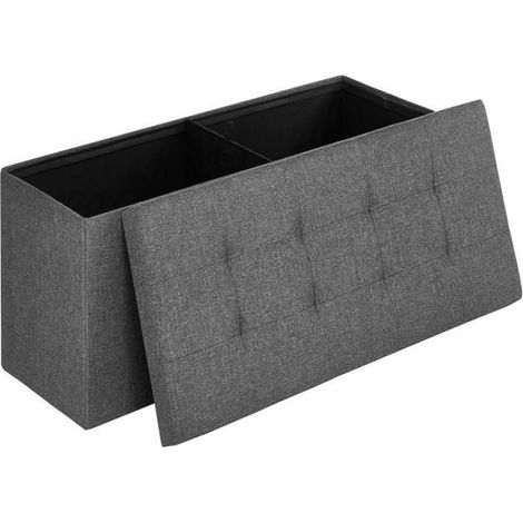 Pouf De Rangement - 110x38x38 Cm - Gris Foncé - Capacité 120 L - Charge Max 300 Kg - Mdf Tissu Lin - 1 Pièce (1/5)