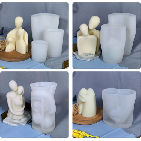 Moules à bougies d'aromathérapie portrait réutilisables pour couples, moules en silicone pour couples et familles. (1/5)
