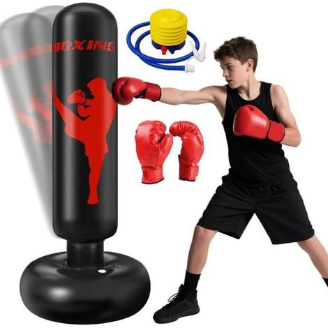 Sac de Frappe Enfant - 160 cm - PVC Élastique - Base Remplissable Eau ou Sable - Pompe Incluse - Pour Karaté et Taekwondo - 1 Pièce (1/5)