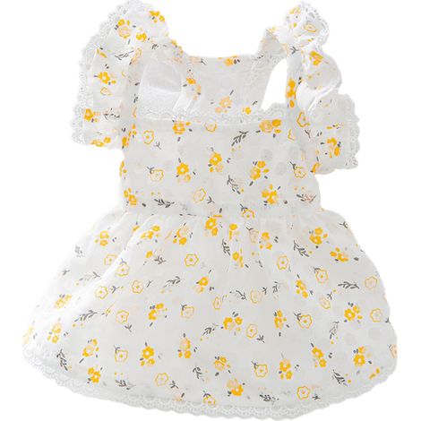 Robe pour petit chien, douce et respirante, élégante, en dentelle, motif floral, motif tournesol, pour petit chien