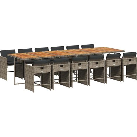 Maison Exclusive - Set da Pranzo da Giardino 13pz con Cuscini Grigio in Polyrattan (1/5)