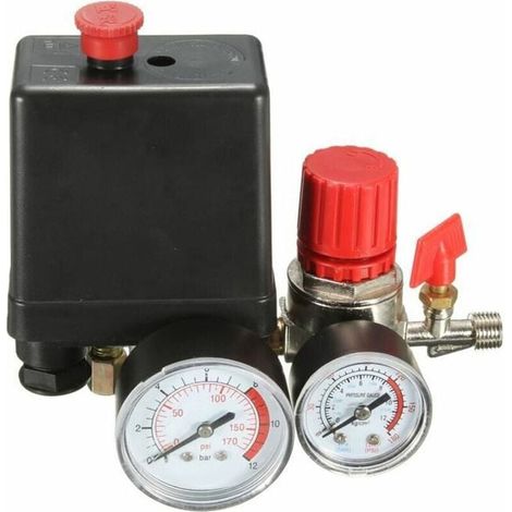 Luftkompressor Mini-Regler 240 V 15 A Steuerschalter Ventildruck mit Manometer (1/4)