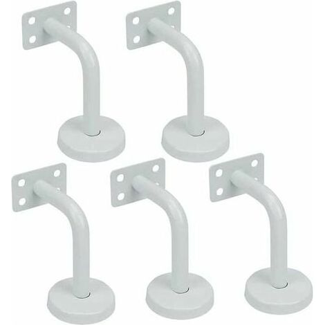 5pcs Supports de Main Courante d'Escalier, Supports Acier Inoxydable Blanc de Rampe d'Escalier-60x80mm-Vis de montage fournis-Pour Fixation Rampes d'Escalier et garde corps Intérieure et Extéri (1/4)