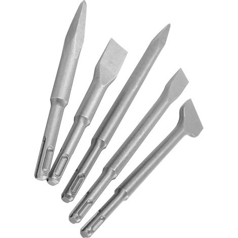Ensemble de 5 burins à percussion électrique 40CR, forets à percussion à tige ronde, burins plats pointus pour murs en béton (1/4)
