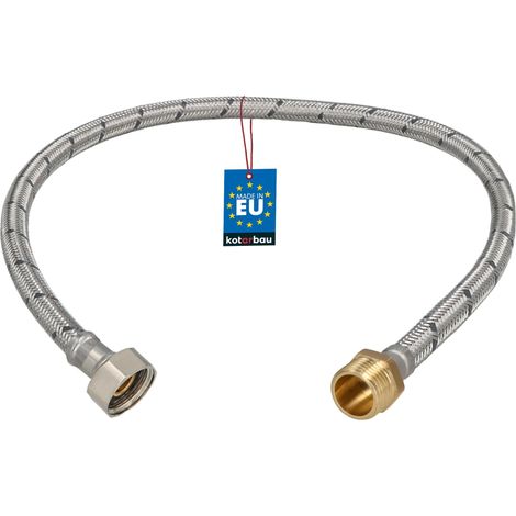 KOTARBAU® Flexible Robinet 1/2" x 1/2" - Flexible Eau - Tuyau Robinet 60 cm - Mâle x Femelle - Rallonge Robinet Cuisine Flexible - Acier Inoxydable - Tuyau Flexible Plomberie (1/4)