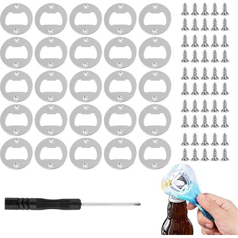 Lot de 25 ouvre-Bouteilles vides et ouvre-Bouteilles pour bière  bricolage, en métal, rondes, argentées – pour cuisine, bar, restaurant – en résine (1/5)