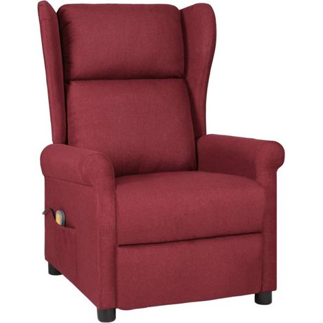 vidaXL Fauteuil de massage Rouge bordeaux Tissu (1/5)