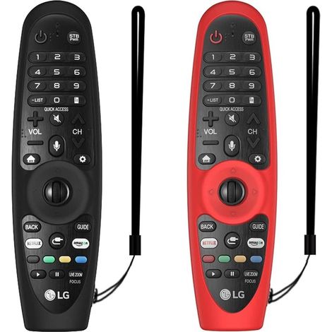 Étui de Protection 2PCS pour AN-MR600/MR650/MR18BA/MR19BA/MR20GA Magic Remote Control, Manchon de Télécommande en Silicone Antichoc Antidérapant avec Lanière (Schwarz + Rot)