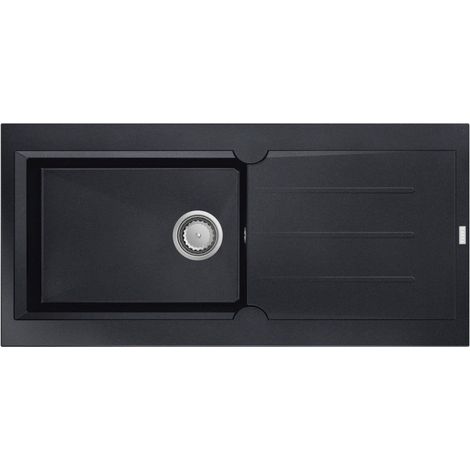 Carea Cuisine & Bain – Évier à encastrer 1 bac réversible – Carealith® noir – Résistant à la chaleur jusqu'à 300°C – Livré avec accessoires de pose (1/5)