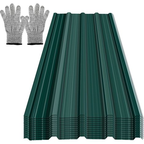 TolleTour Pannelli per tetto 12 pz 129x46 cm, acciaio zincato verde, 7 m², lamiera profilata per tetto e parete