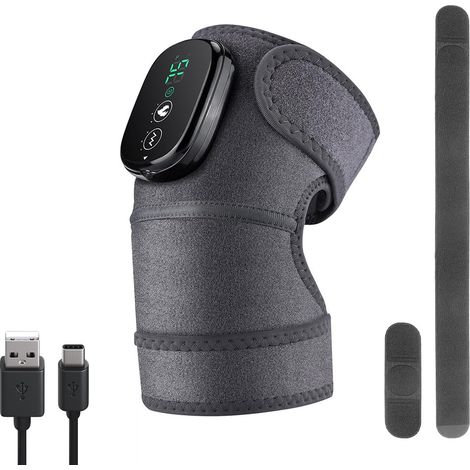 Masseur de Genou Sans Fil, 3 in 1 Chauffag Fonction de Vibrations Massage Genoux 3 Niveaux de Genouillère Chauffante Appareil Massage épaules Coudes Masseur de Mollet avec Batterie 5000mAh (1/5)