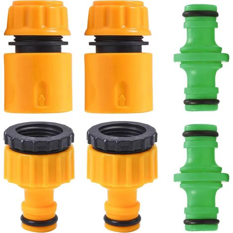 (B-6PCS) Lot de 6 raccords rapides de tuyau d'arrosage en ABS, embout double mâle 1/2", adaptateur et rallonge pour tuyau d'arrosage. (1/3)