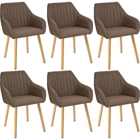 Esszimmerstühle 6er Set mit Armlehne, beige, Holzbeine, ergonomisch (1/5)