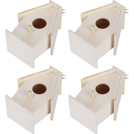 Lot de 4 nichoirs suspendus innovants en bois pour la décoration de jardin et de cour (1/5)