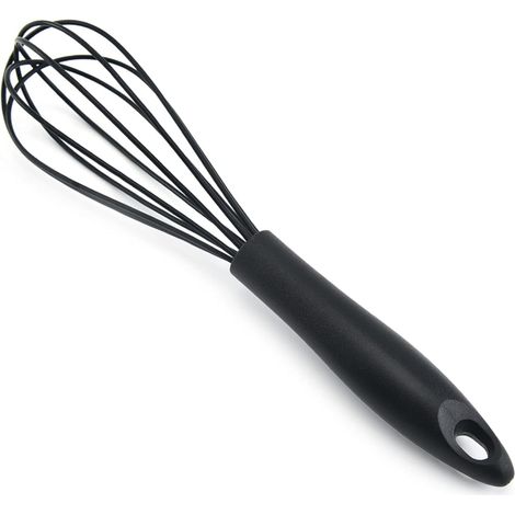 Fouet à œufs en silicone, mixeur à main multifonctionnel, outil de cuisine et de pâtisserie (noir)