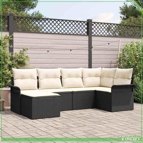 Ensemble de canapé de jardin - FAFEICY - 3354096 Modulaire - Noir - Polyrotin - Rangement intégré - 6 places (1/5)