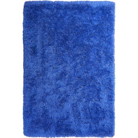 Alfombra peluda azul de pelo largo 200 x 300 cm rectangular con mechones de algodón Cide (1/5)